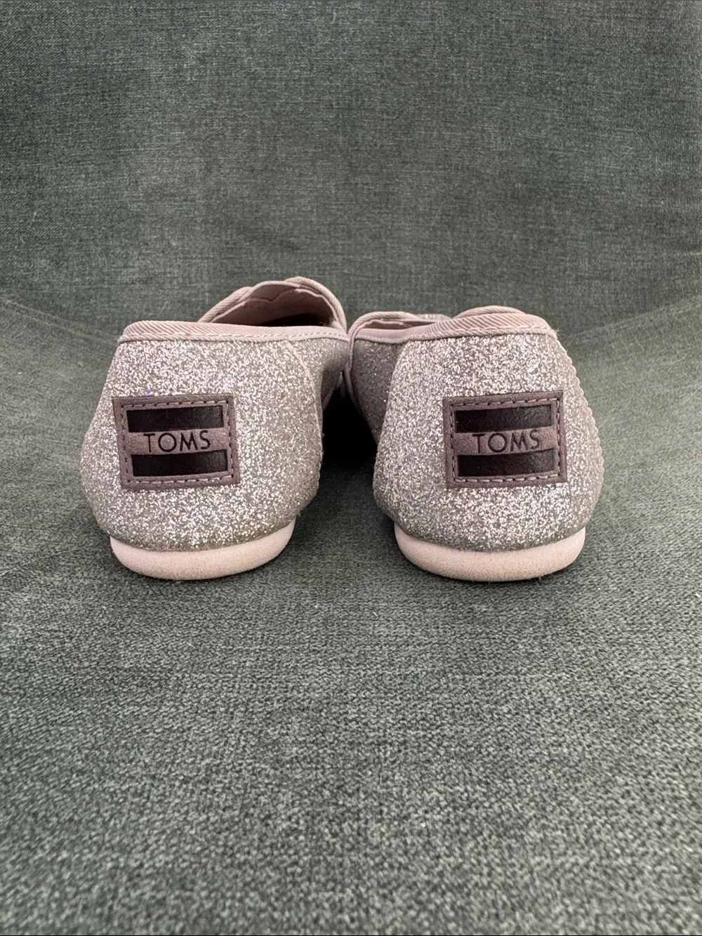 TOMS Youth Glitter Slip-Ons — Silver